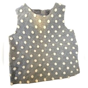 EC NWOT | Kersh Wool Blend | Pompom Sleeveless Top Gray & Off White | Size: M